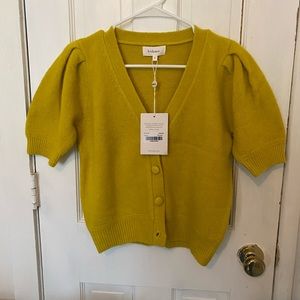 Bohme Yellow Short Sleeve Button Front Cardigan